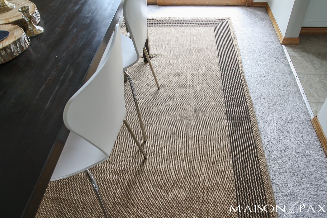 Before: carpet in the dining room?!?! Try this incredible budget-friendly transformation for high-traffic areas!