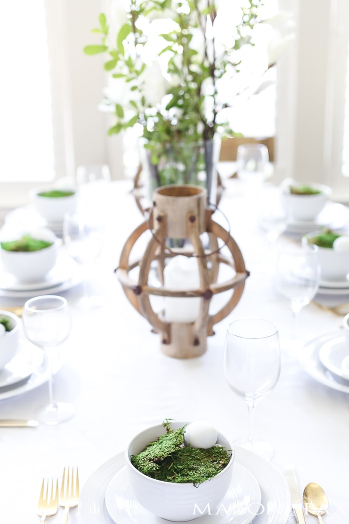 Green and White Easter decorating Ideas for the Dining Room- Maison de Pax