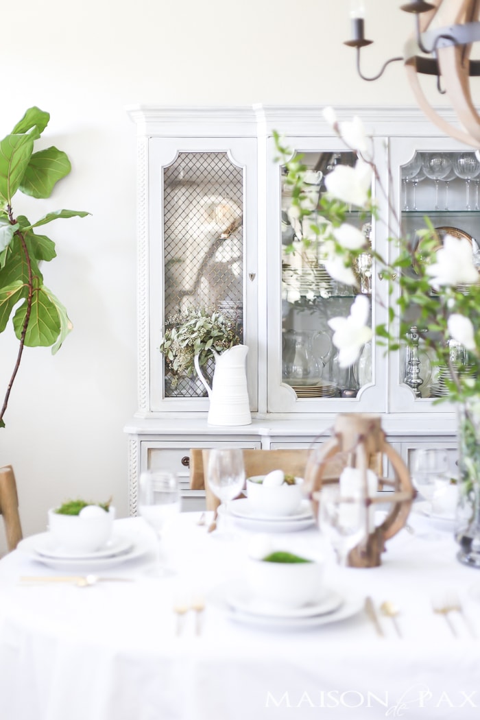 Green and White Easter decorating Ideas for the Dining Room- Maison de Pax