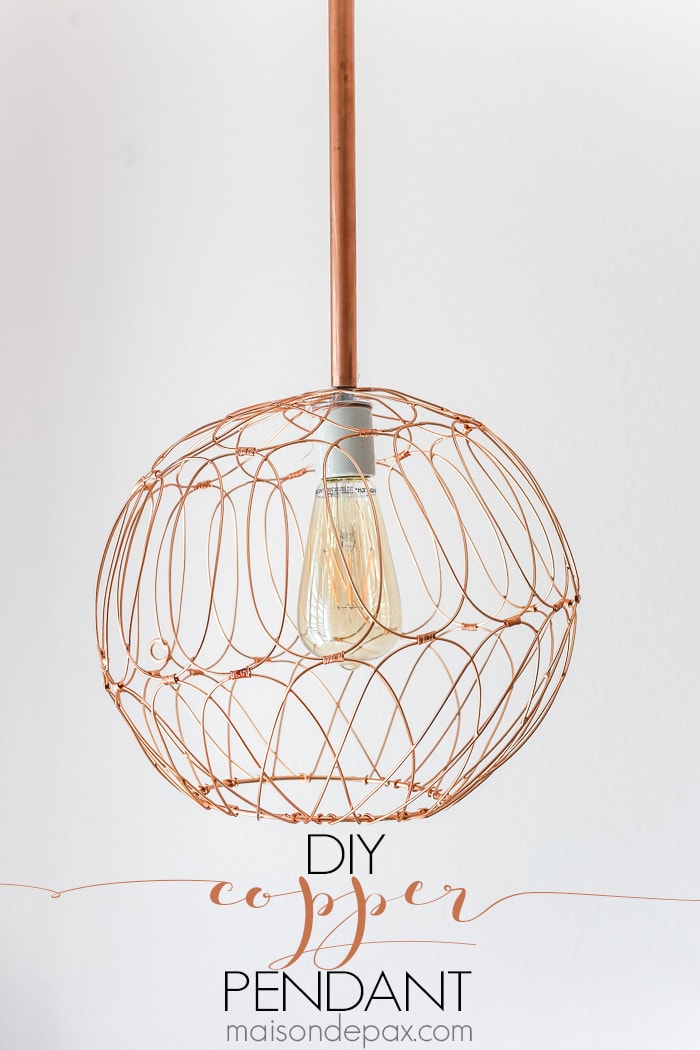 Step by Step instructions (with clear picture tutorial) for how to make a DIY copper pendant light fixture. Just gorgeous in any space and so versatile!