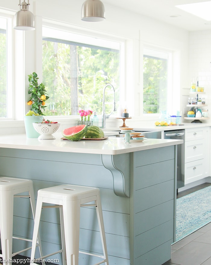 A Happy Kitchen: White Kitchen with a Coastal Vibe