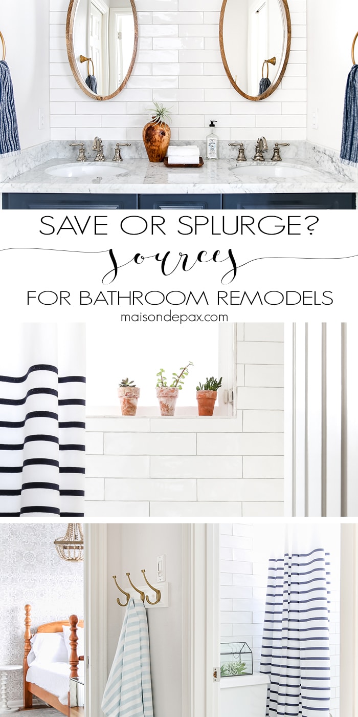 Planning a bathroom remodel? Don't miss these tips on where to splurge or save and where to find sources for your next bathroom renovation.