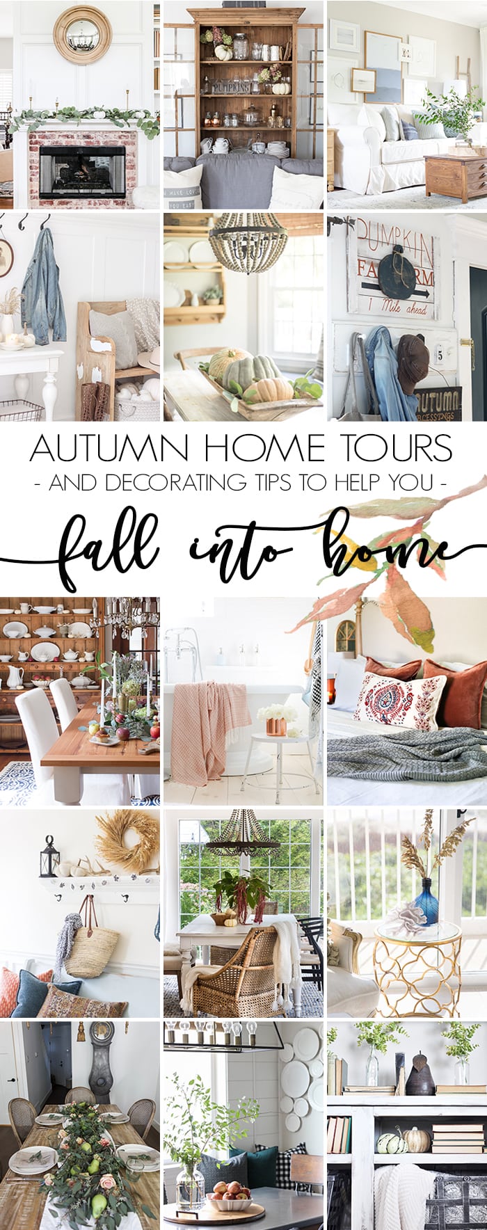 Fall decor with white pumpkins and lots of neutral textures makes for a simple, serene fall look. Don't miss these fall decorating tips and ideas for creating a cozy home. #falldecor