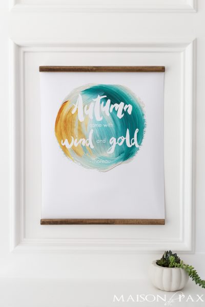 free fall printable: "autumn came with wind and gold"