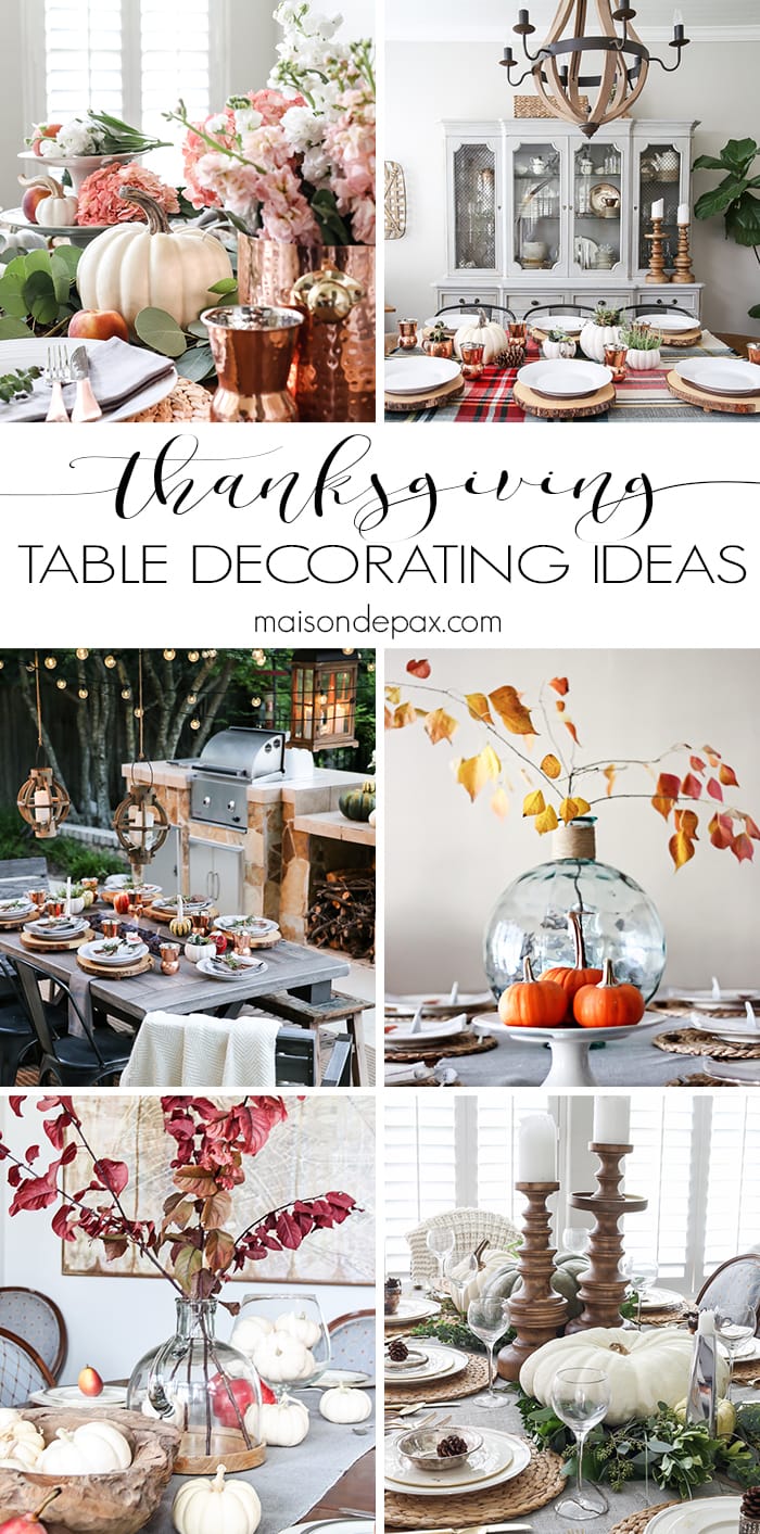 Indoor or outdoor, fancy or casual, traditional or modern, these Thanksgiving tables will inspire you and give you plenty of ideas to decorate your own. #thanksgivingtable