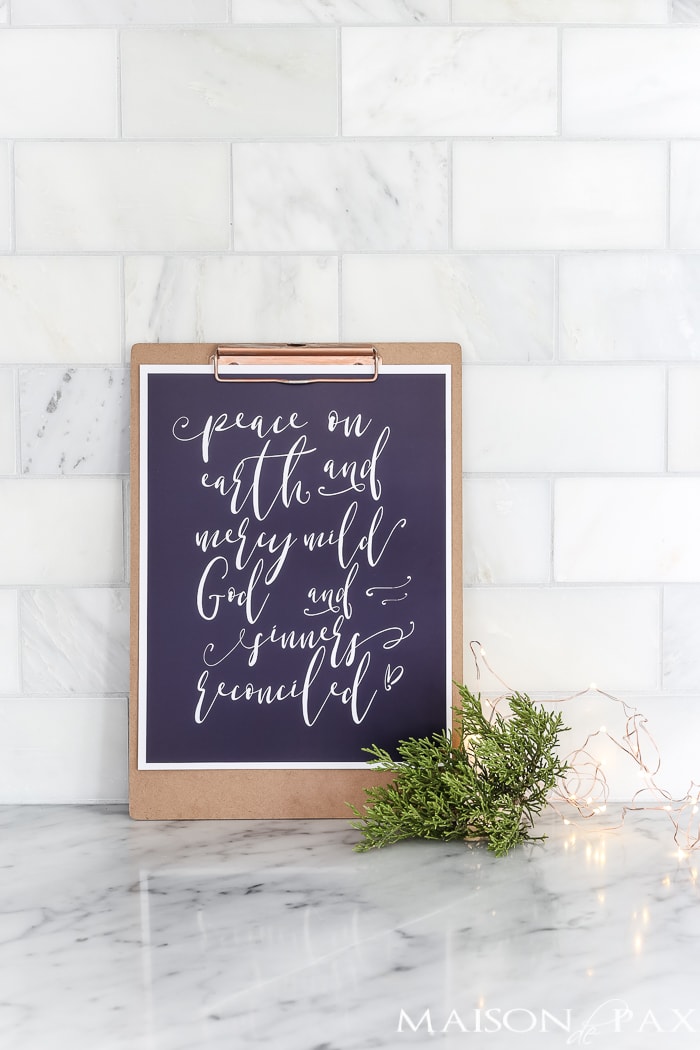 Bring the beauty of the holiday season into your home with this free Christmas printable wall art and gain access to other free holiday printables.
