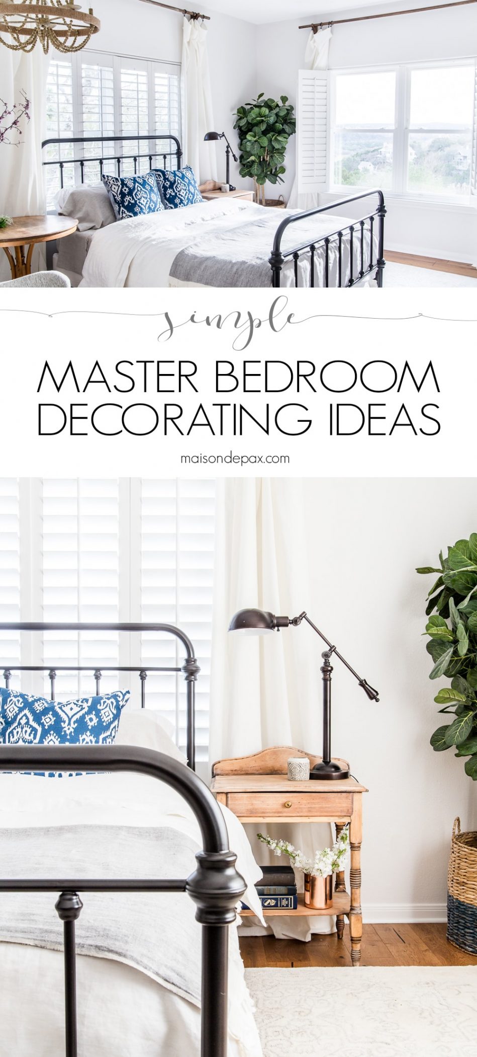 Looking to add a seasonal touch to your bedroom?  Don't miss these incredibly simple master bedroom decorating ideas for spring! #springdecor #springbedroom #nightstand #modernfarmhouse