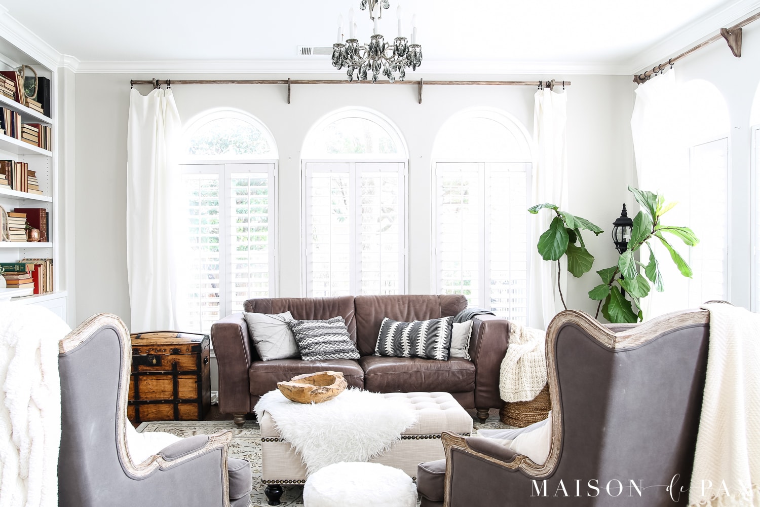 winter living room with off white and fur textures- Maison de Pax