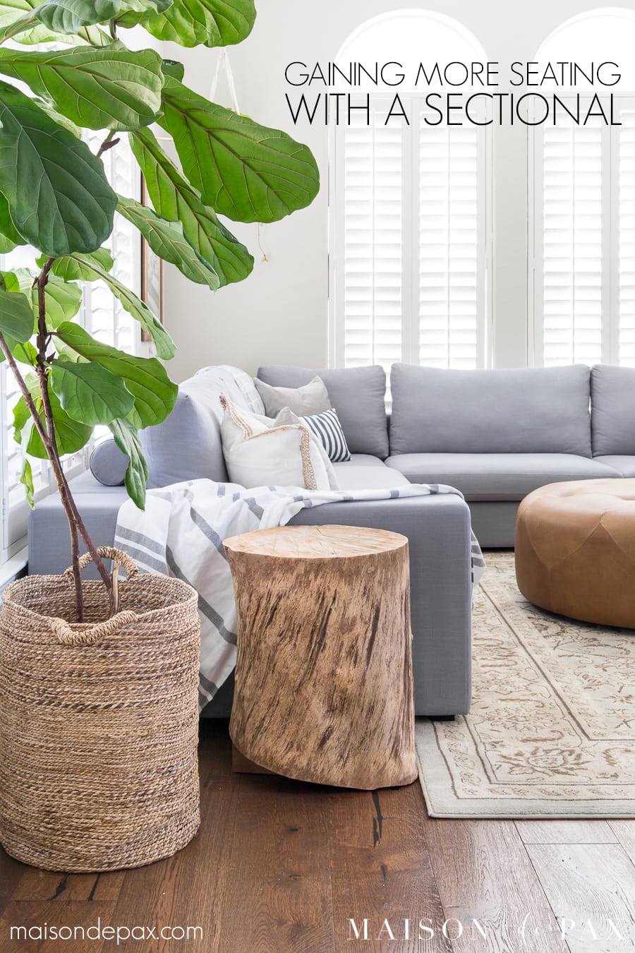 Bright living room design with sectional- Maison de Pax