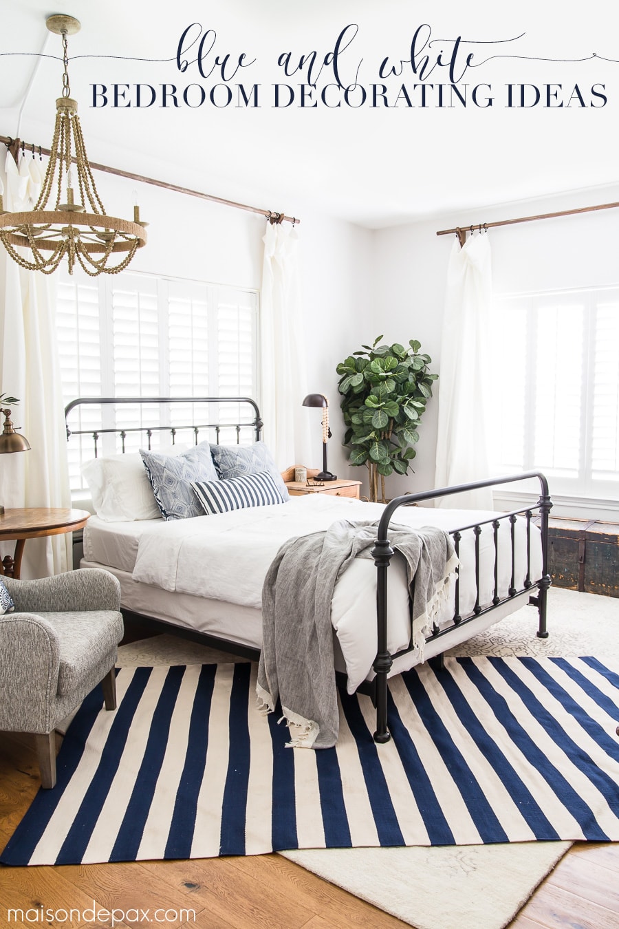 Blue and white bedroom decorating ideas- Maison de Pax