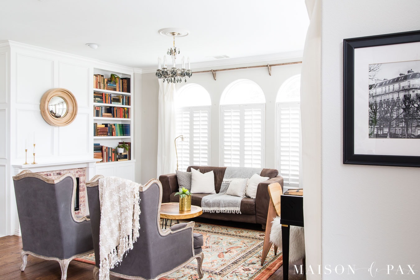 light bright living room with colorful rug | Maison de Pax