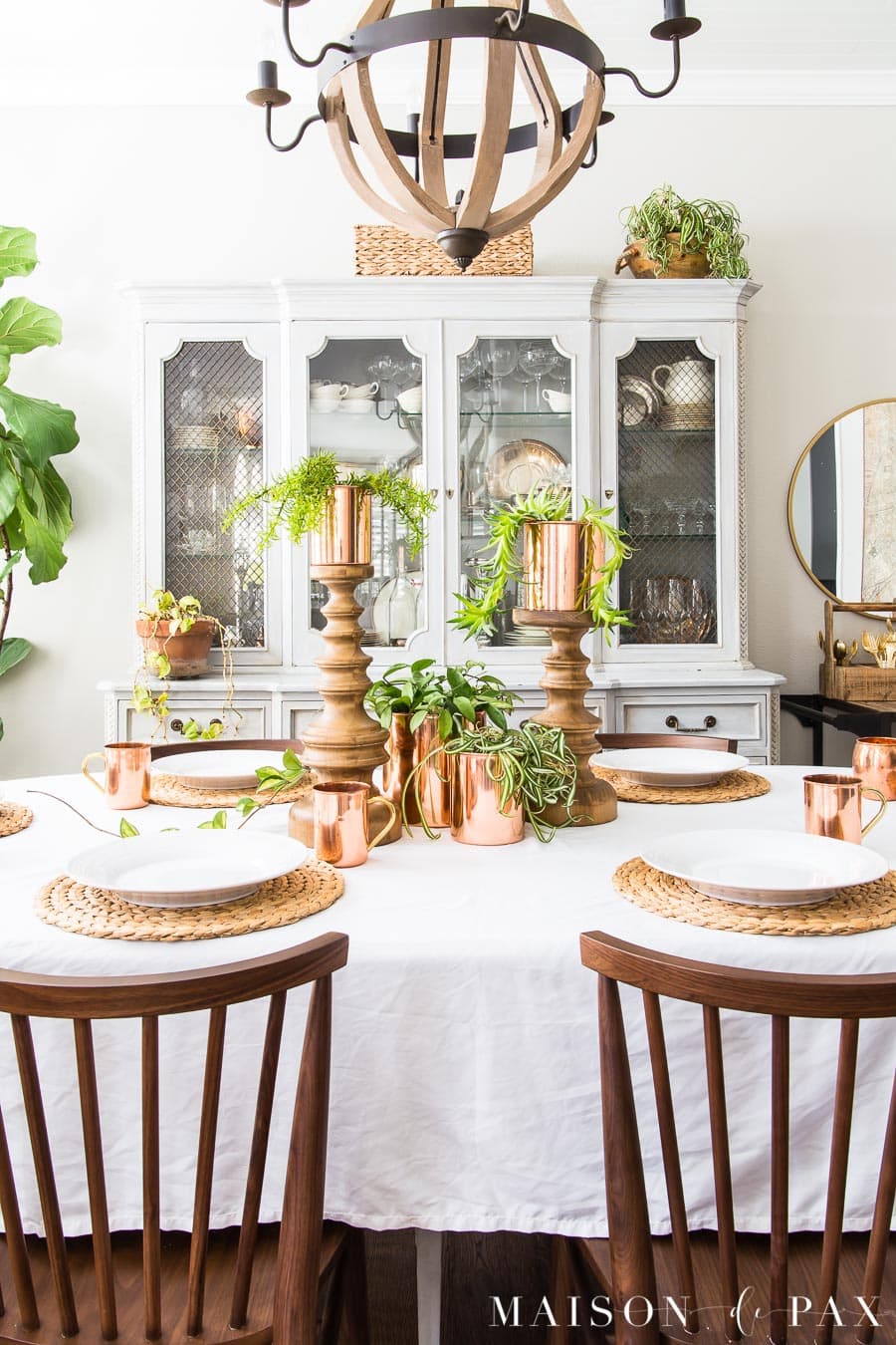 wood, copper, and succulent centerpiece | Maison de Pax