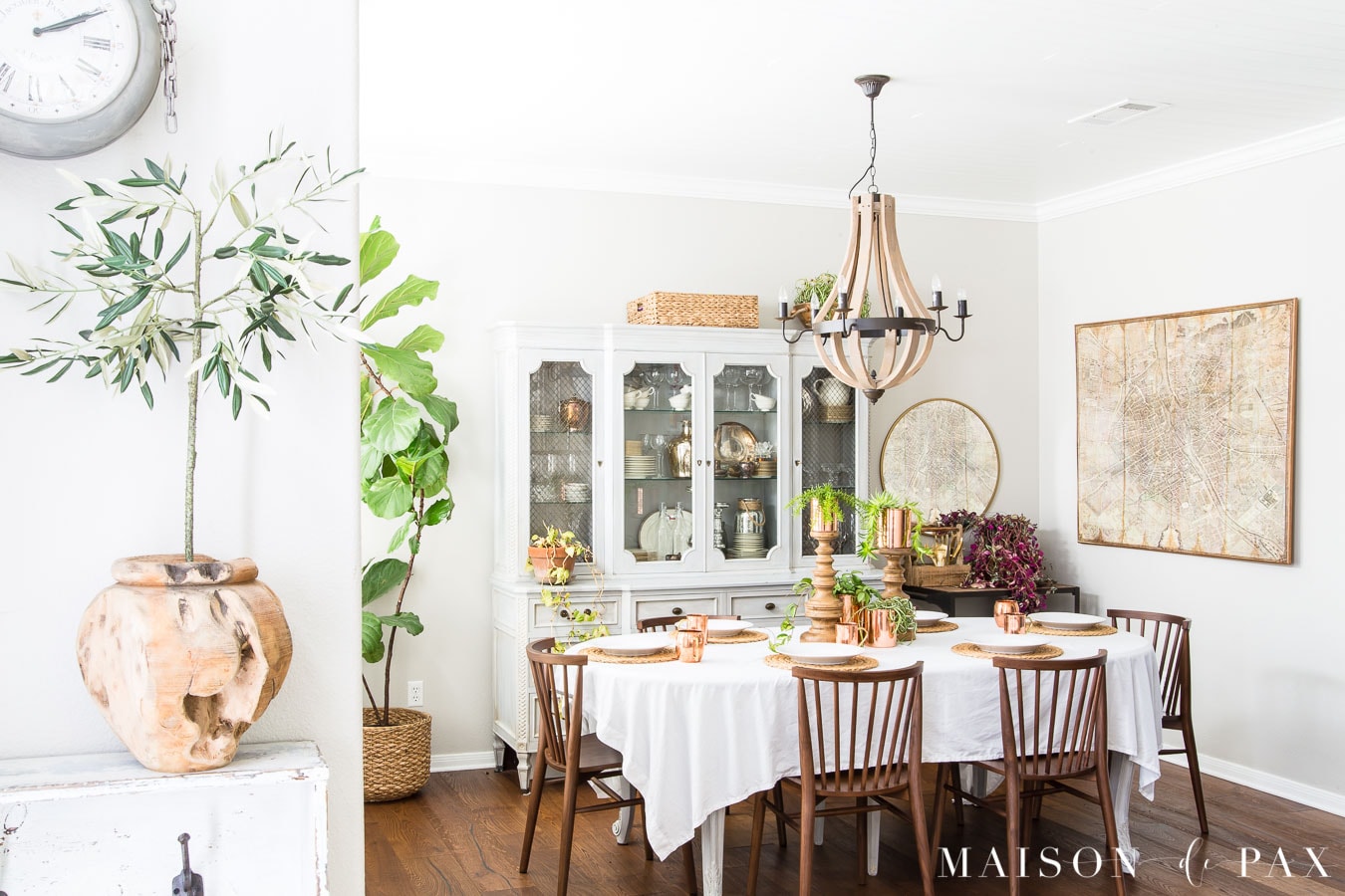 greenery as decor in a french farmhouse dining room | Maison de Pax