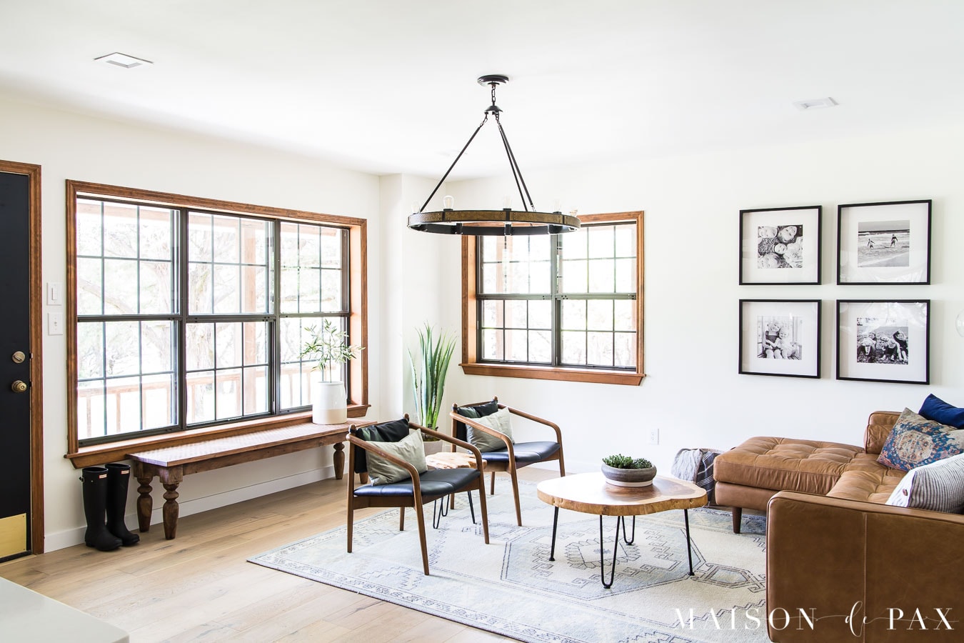 cedar top table rustic modern farmhouse style living room | Maison de Pax