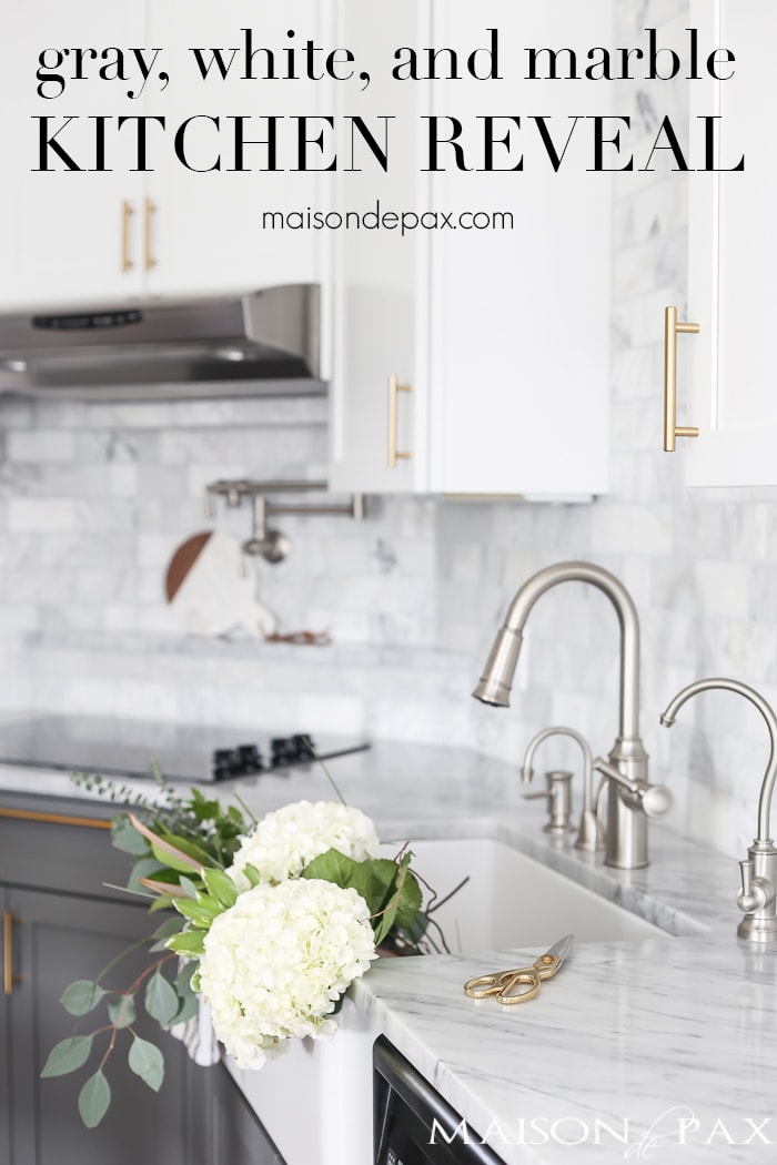 white farmsink and marble counters | Maison de Pax