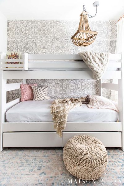 white wood bunk bed in girls' room | Maison de Pax