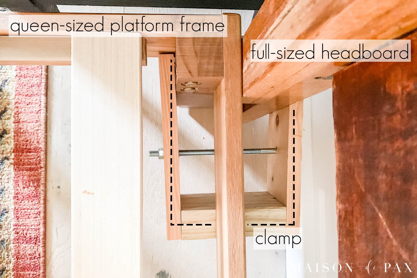 wooden clamp to convert full bed into a queen-diagram | Maison de Pax