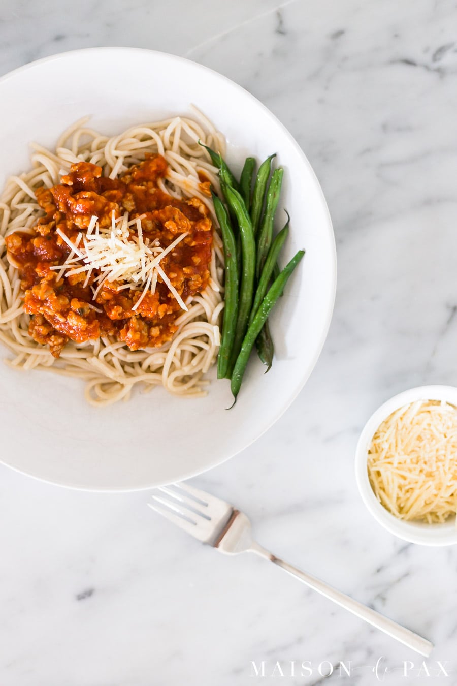 spaghetti and red sauce with italian sausage | Maison de Pax