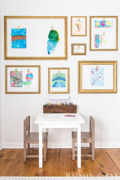 kids craft table and art gallery wall | Maison de Pax