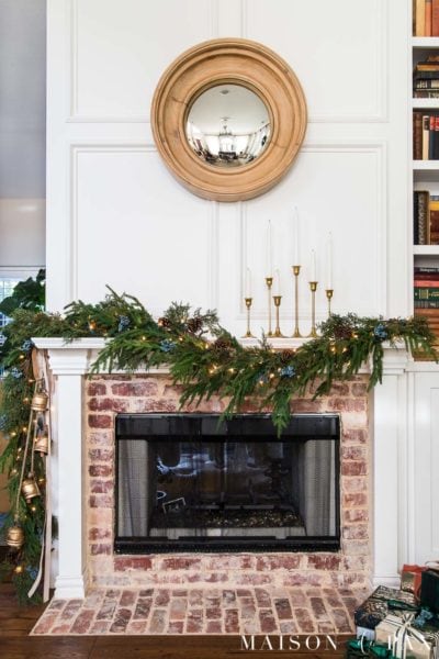 pine and cedar asymmetrical christmas mantel garland