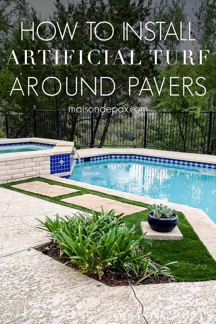 how to install artificial turf around pavers
