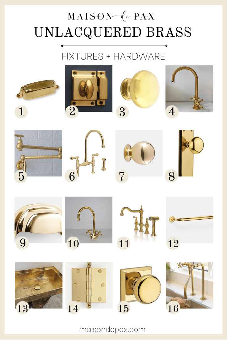 unlacquered brass fixtures and hardware