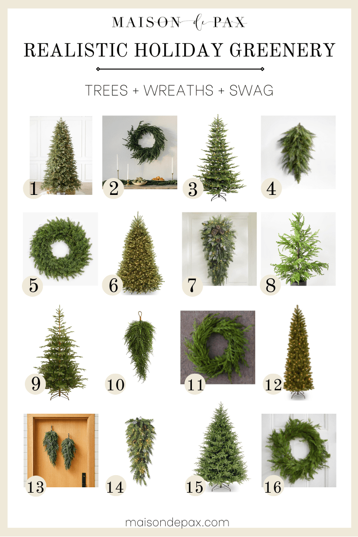 the best, most realistic Christmas trees, wreaths, and swag for holiday decorating
