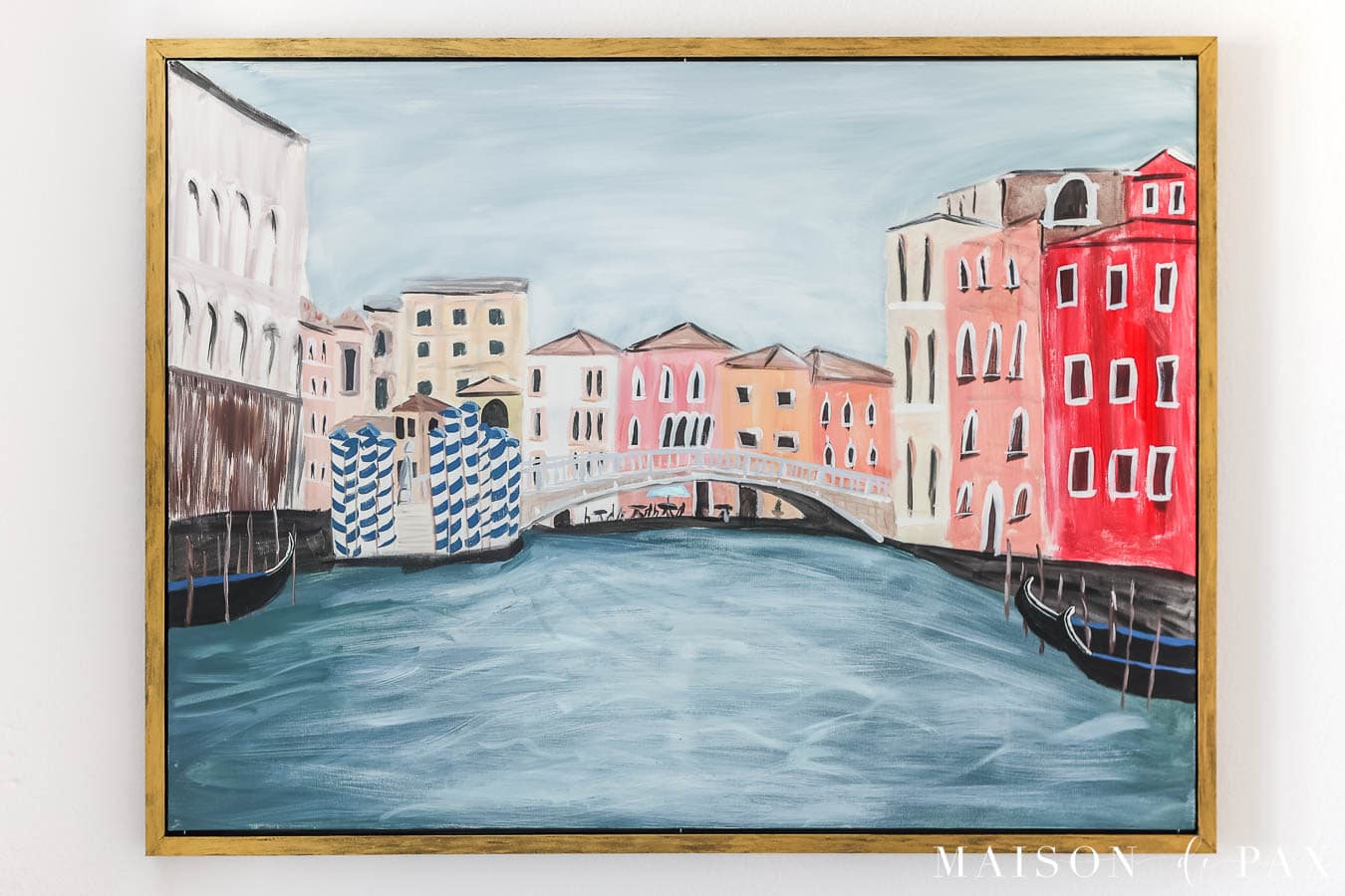 acrylic painting of canal scene in venice