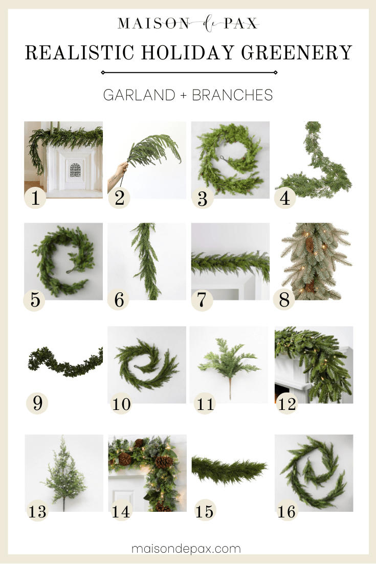 realistic holiday garland and branches for Christmas decorating