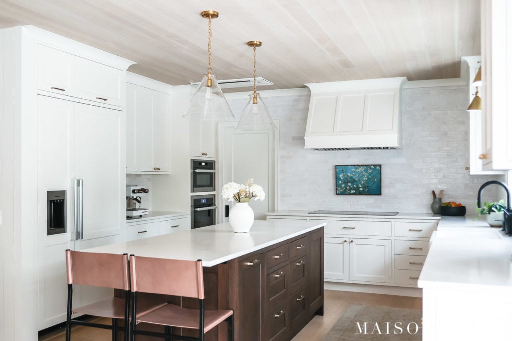 Warm White Kitchen with Wood Island - Maison de Pax
