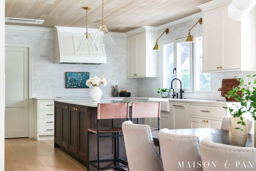 Warm White Kitchen with Wood Island - Maison de Pax