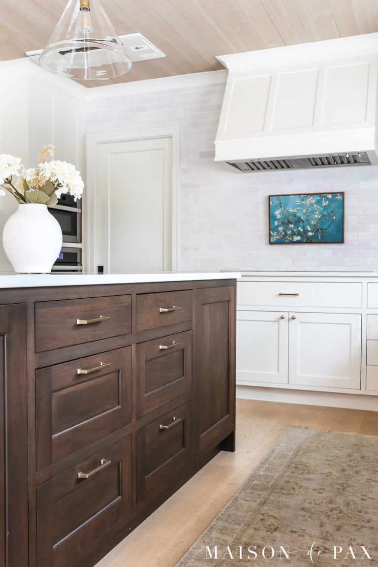Warm White Kitchen with Wood Island - Maison de Pax