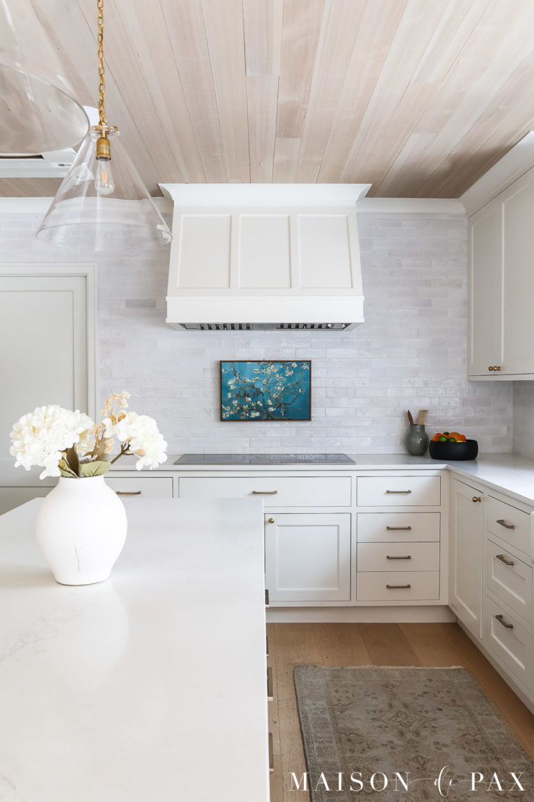 Warm White Kitchen with Wood Island - Maison de Pax