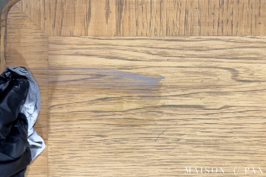 how to refinish a wood desk - gray stain