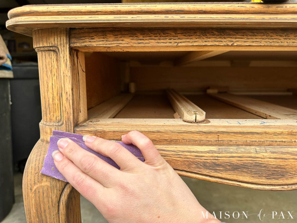 how to refinish a wood desk with sanding