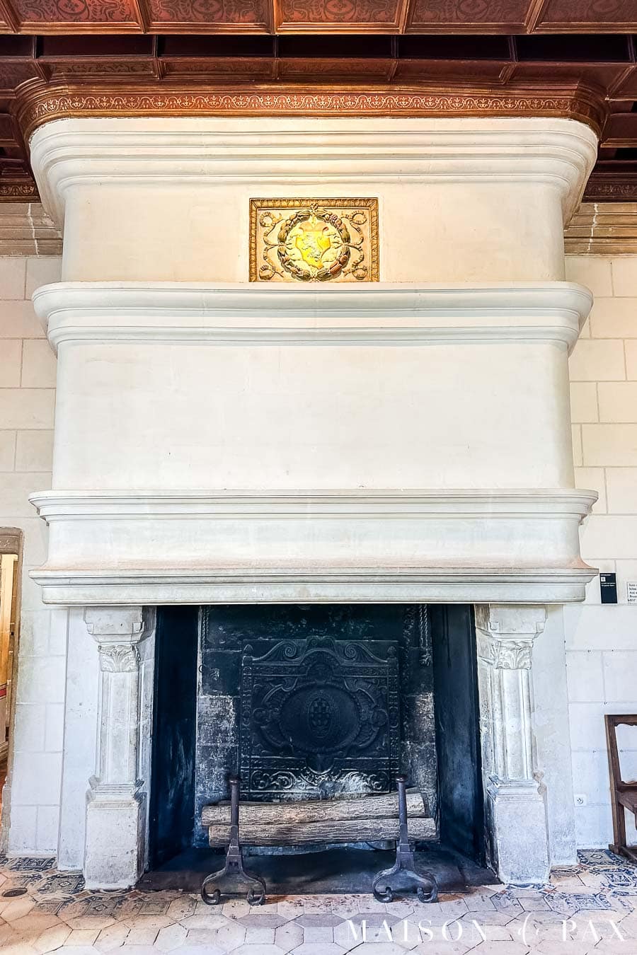 large stone fireplace from Chateau de Chenonceau