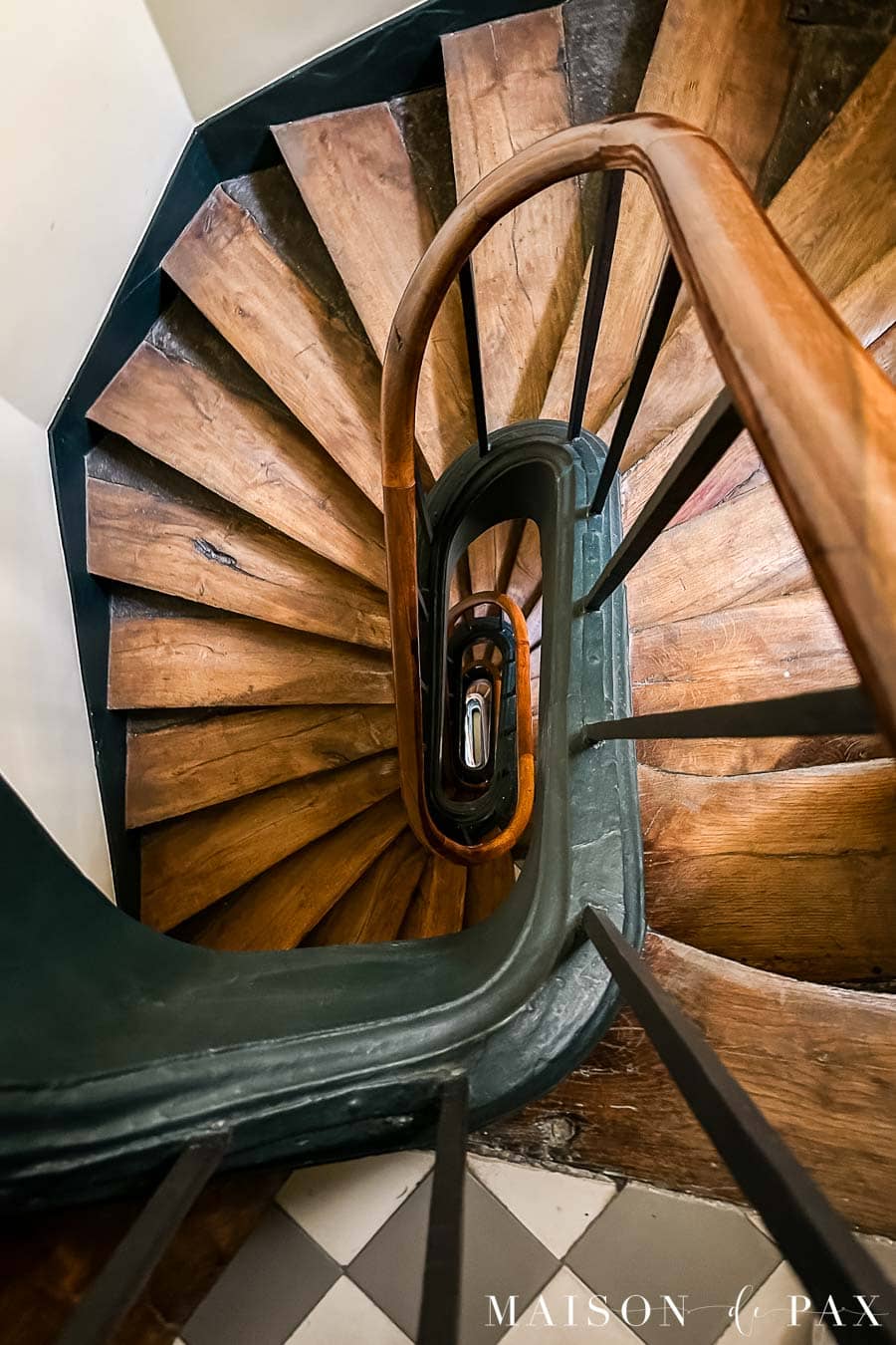 curved wooden staircase from Parisian apartment