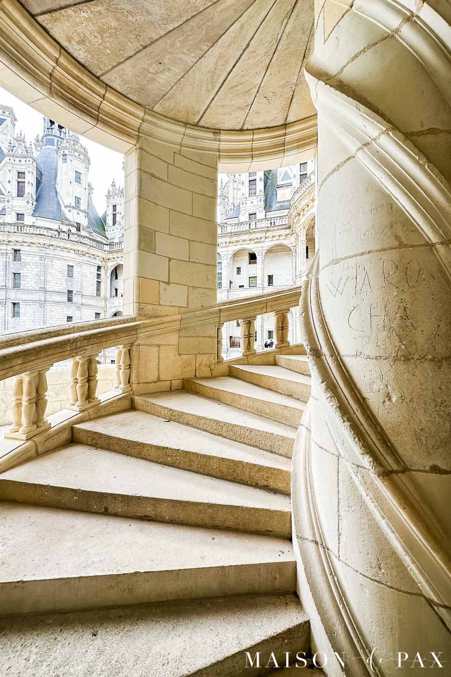 curved stone staircase from Chateau de Chambord
