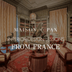 elegant music room or library with overlay: interior design lessons from france