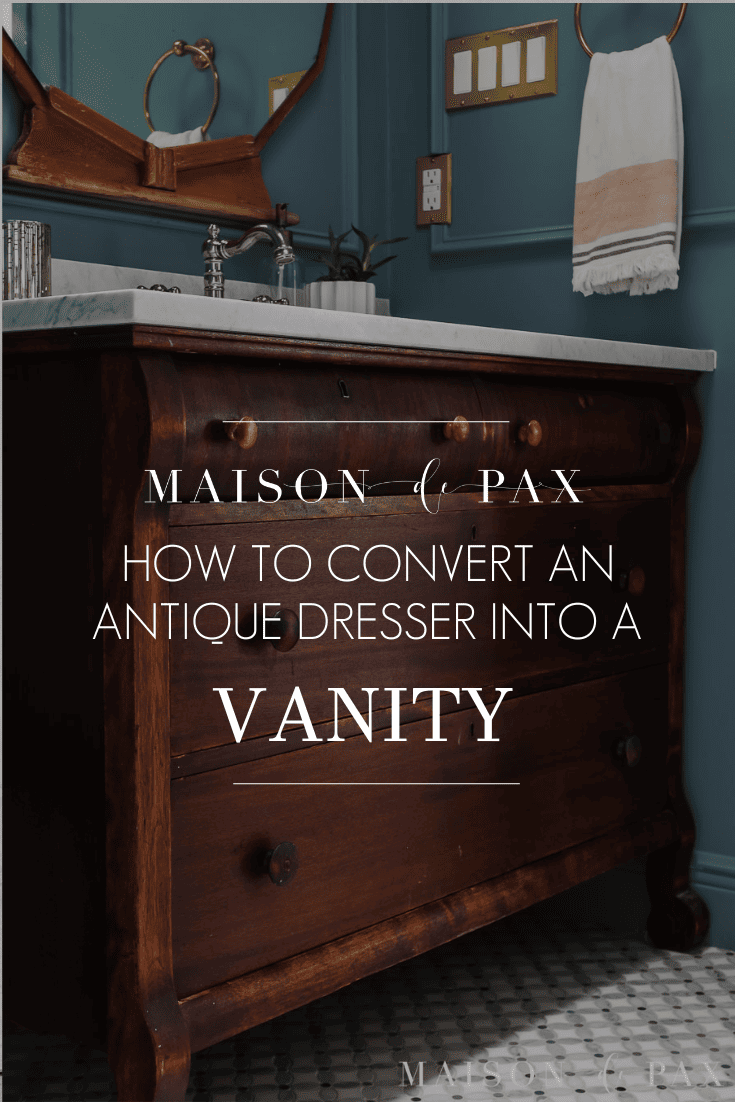 how to convert an antique dresser into a vanity
