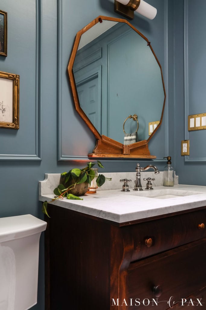 Classic, Moody Blue Bathroom Reveal - Maison de Pax