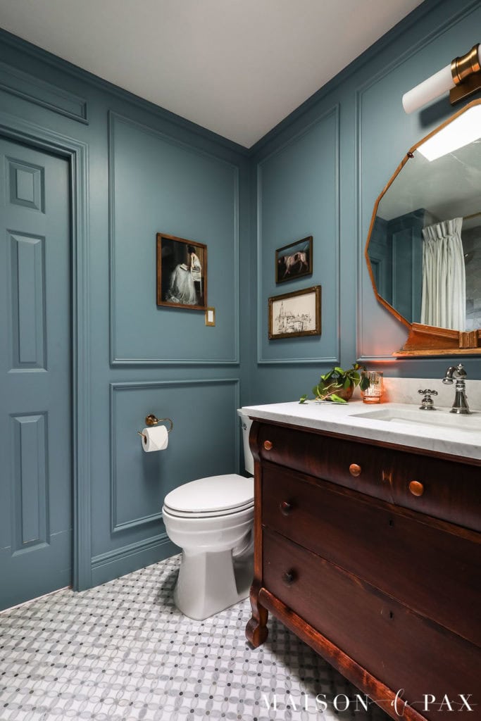 Classic, Moody Blue Bathroom Reveal - Maison de Pax